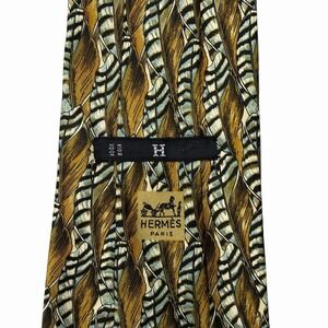 Hermes Men's Vtg Tie La Couleur Au Masculin 1984 Brown Silk 445 PA 4.5" x 55.25"